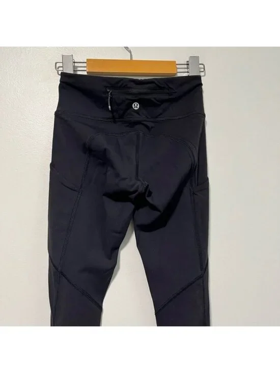 Lululemon Women’s Black High-Rise Leggings with Ruffle Detail - Size 2 - Picture 6 of 11